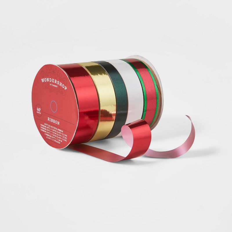 Flat Ribbon 5 End x 40ft Green/Red/Gold - Wondershop™