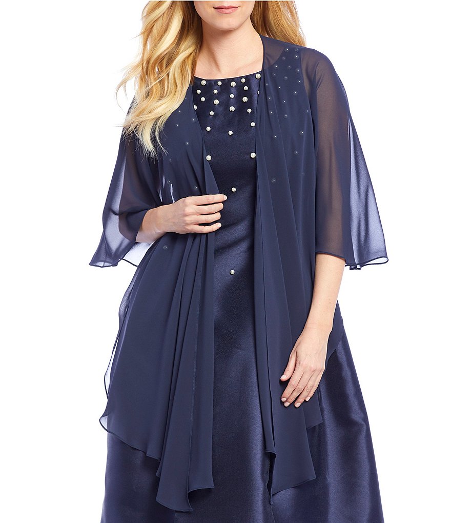 Cejon Metallic Crocheted Fringe Metallic Evening Wrap