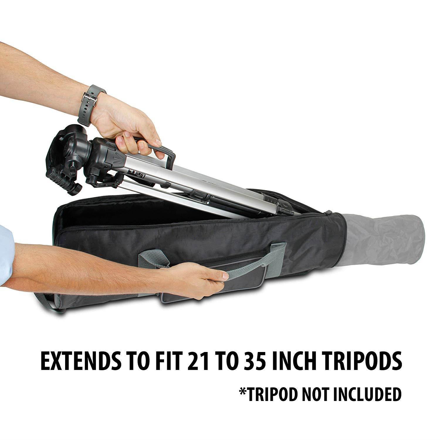 USA Gear Tripod Stand Carrying Case Photography Bag (30 inch) with Travel Strap, Expanding Top and Storage Works with Vanguard, Polaroid, Digital Concepts and More 30-inch Foldable Tripods