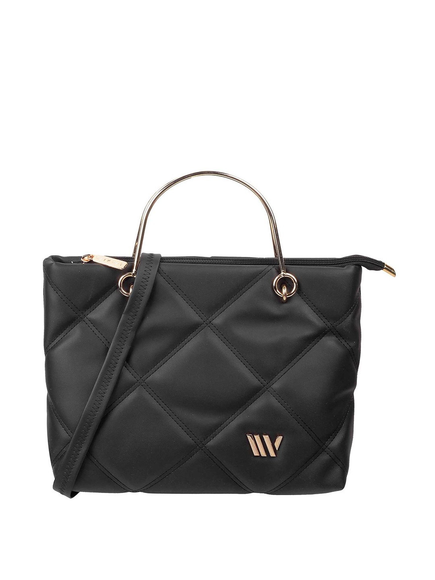 Walkway Black Synthetic Quilted Handbag