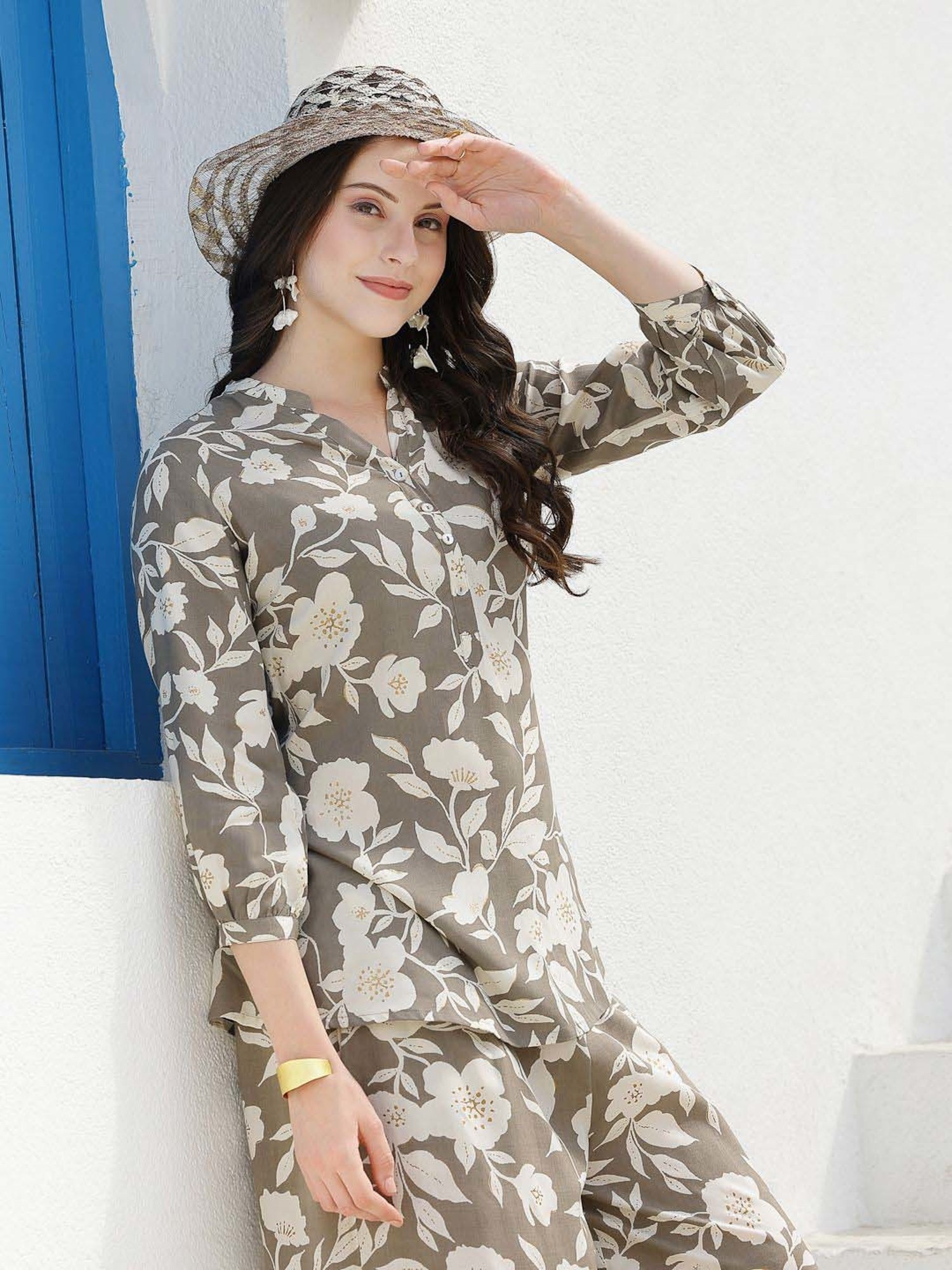 Stylum Grey Printed Tunic Palazzo Set