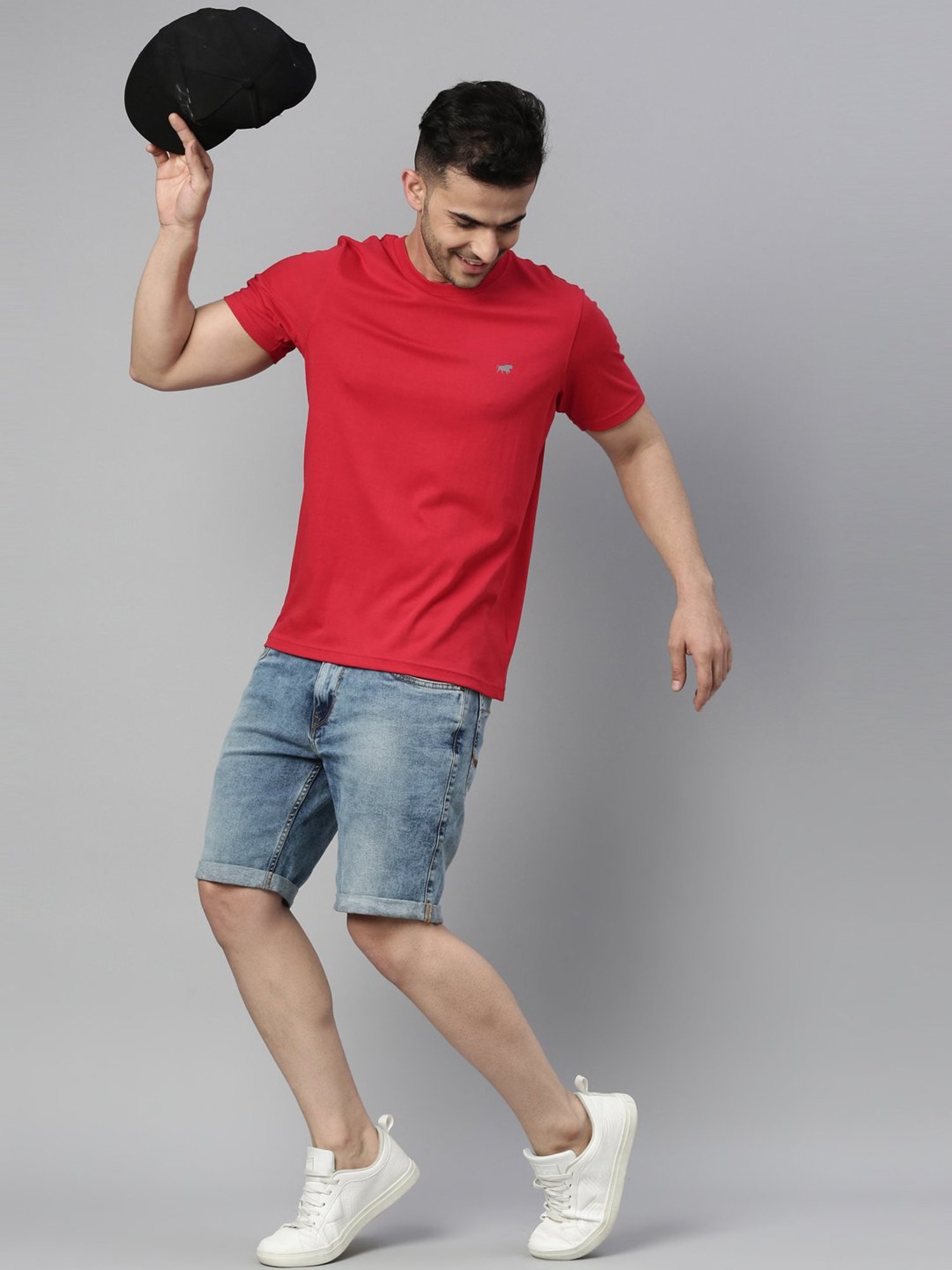 Bushirt Red Regular Fit Cotton Crew T-Shirt