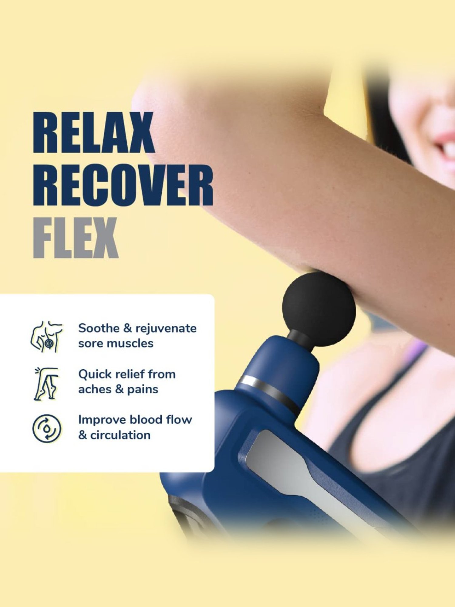 Caresmith Charge Flex Cordless Massage Gun, Unique Triangle Design to Massage All Areas (Blue)