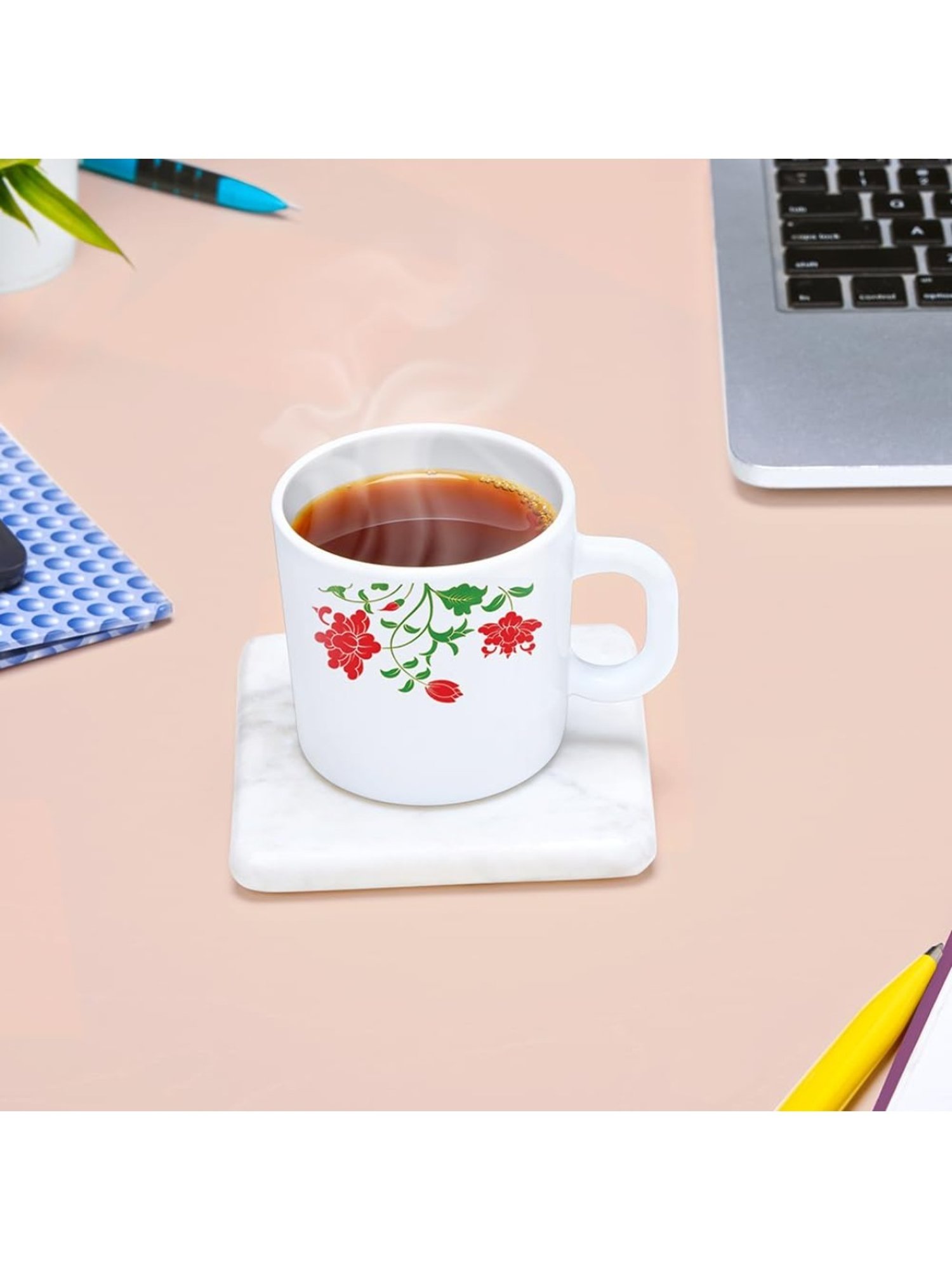 Larah by Borosil Multicolor Ceramic Tea & Coffee Mug - Set fo 6 180ml