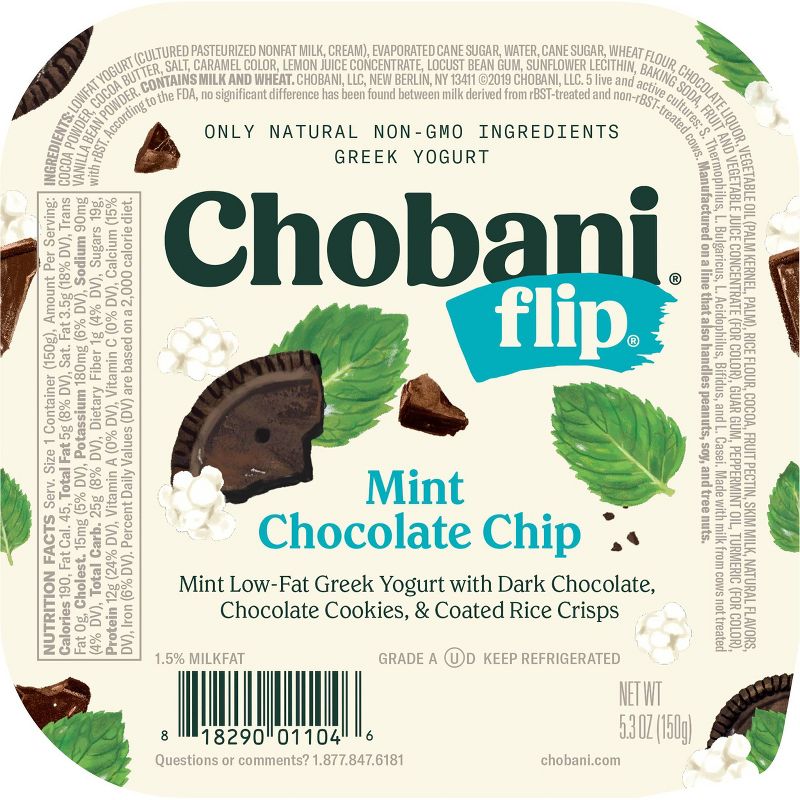 Chobani Flip Mint Chocolate Chip Low Fat Greek Yogurt - 5.3oz