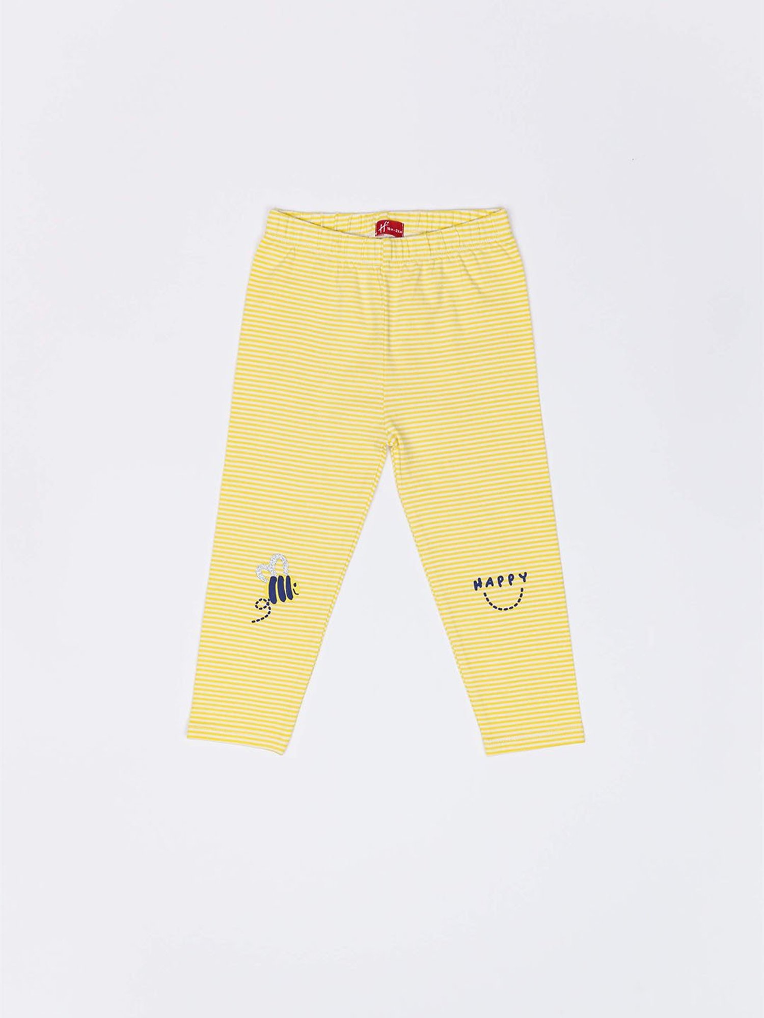 H by Hamleys Infants Girls Yellow & Blue Printed Leggings (Pack Of 2)