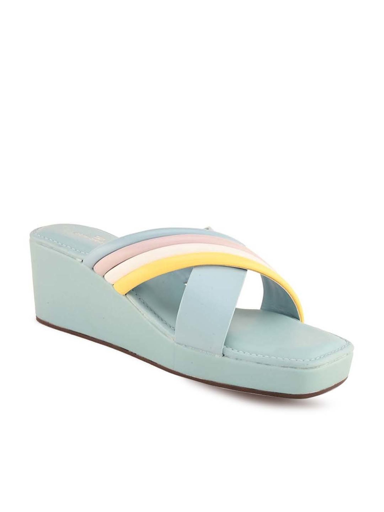 Pelle Albero Women's Blue Cross Strap Wedges