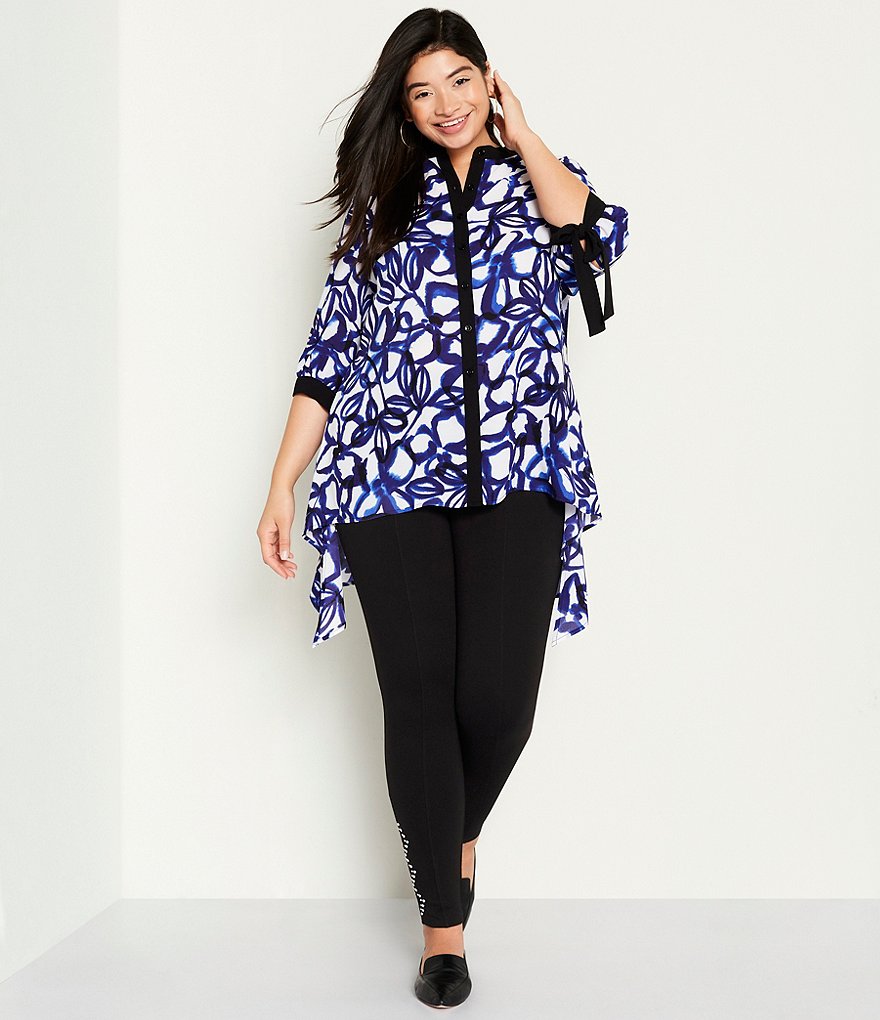 Intro Plus Size Solid Double Knit Tummy Control Leggings