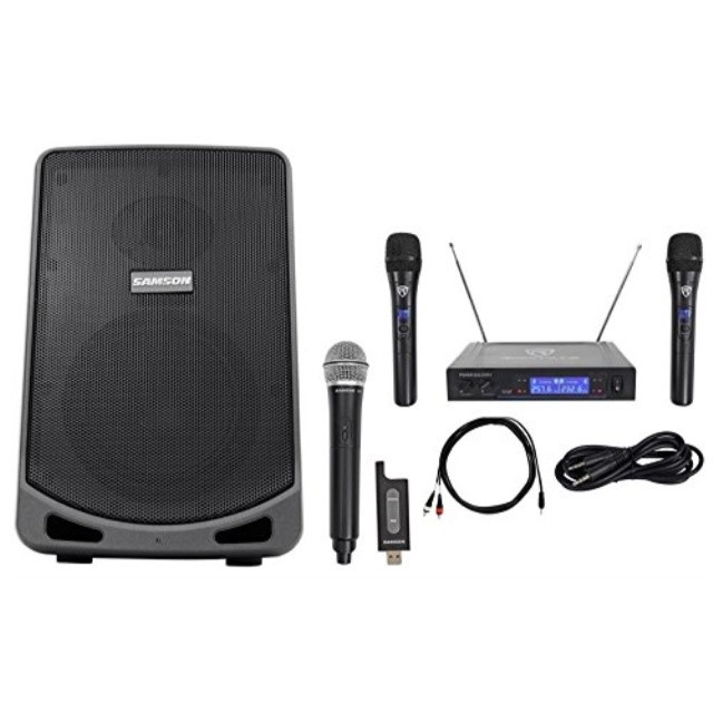 Samson 6" Portable Powered YouTube Karaoke Machine/System+Wireless Microphones