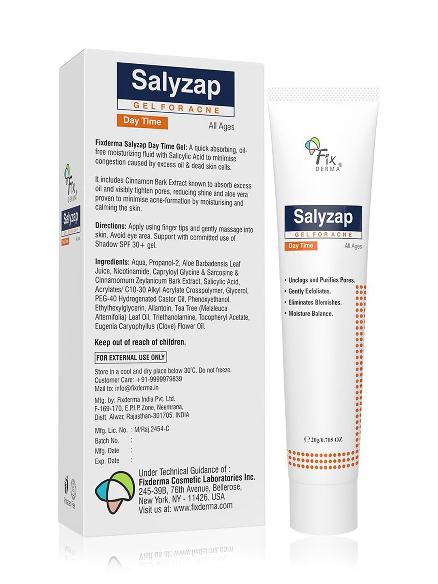 Fixderma Salyzap Gel For Acne, Day Time Gel, For Acne Scars, Pimples, Unclogs Pores - 20 ml
