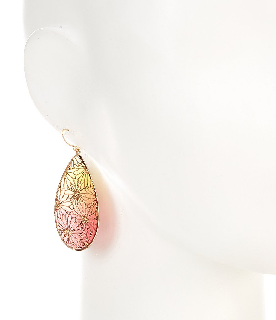 Ombre Flower Teardrop Earrings
