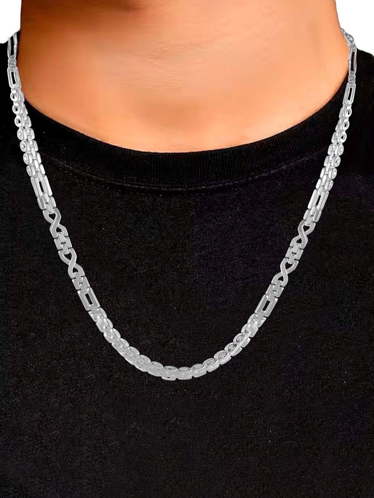 Rihi by P.C. Chandra Jewellers 92.5 Sterling Silver Figaro Chain for Men & Boys