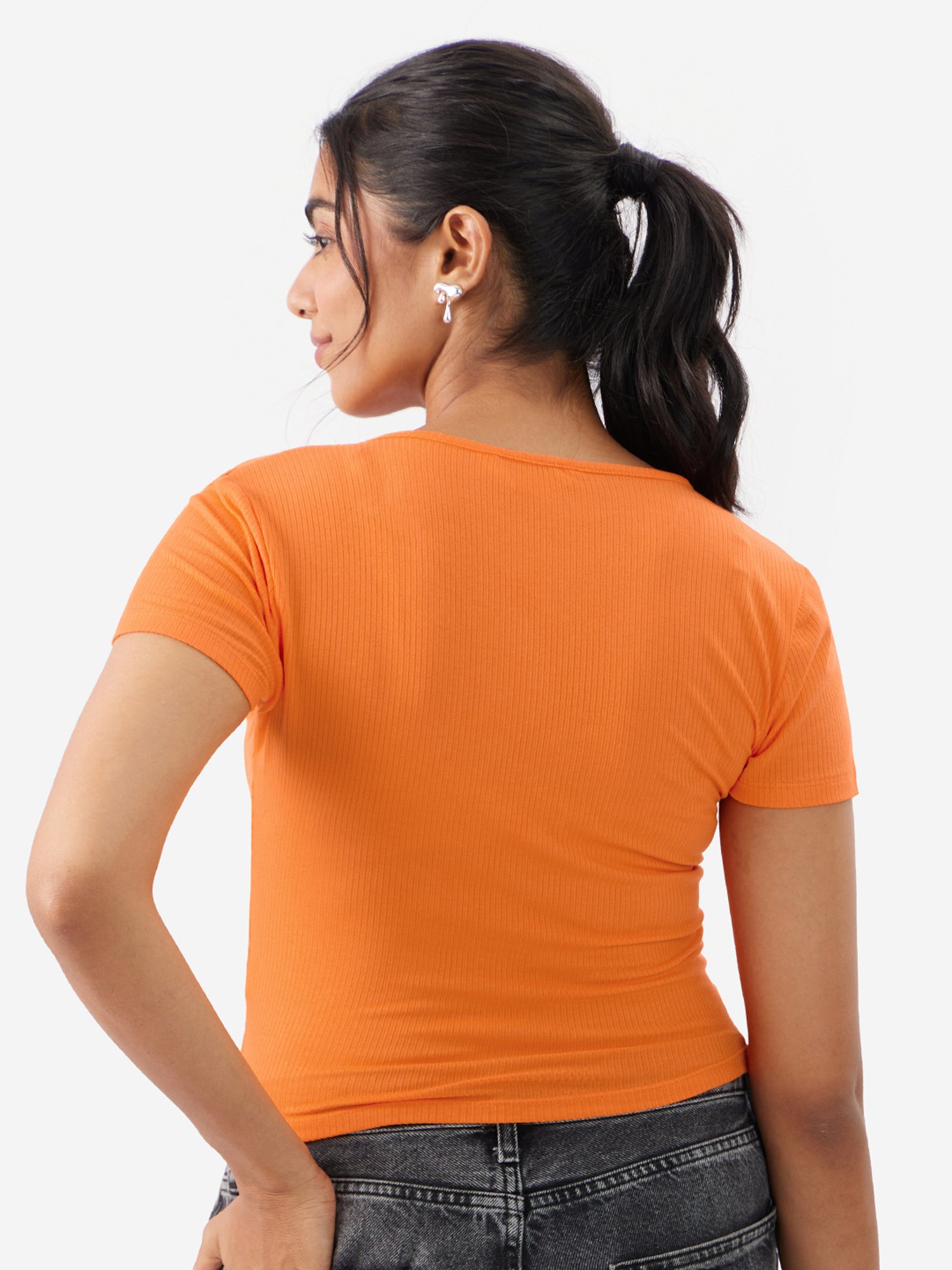 The Souled Store Orange Regular Fit Crop Top