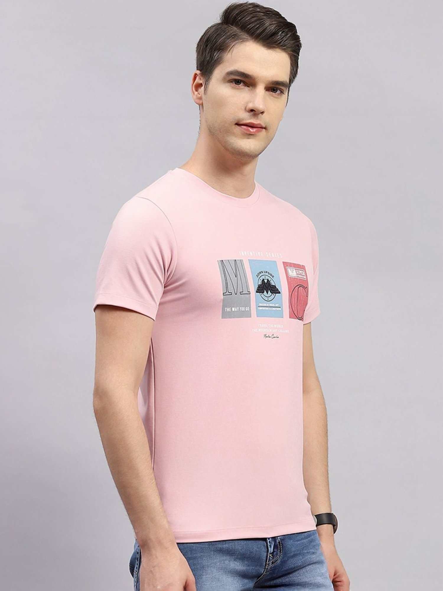 Monte Carlo Pink Regular Fit Printed T-Shirt