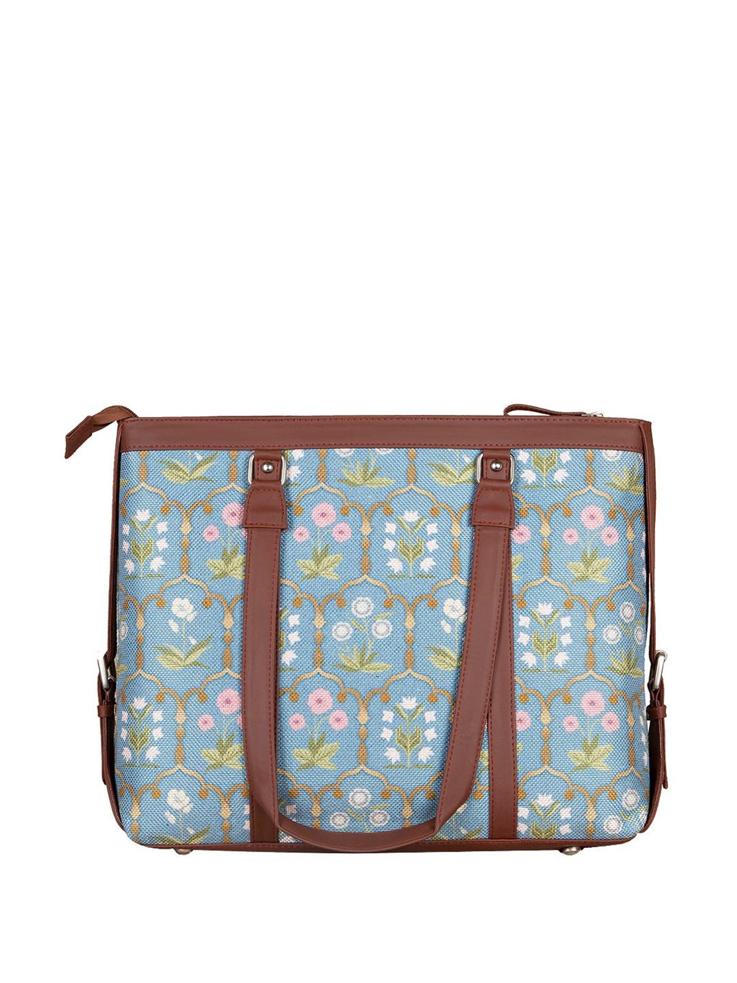 Blue Printed Office Bag for Women suitable for 15.6 Inch Laptop