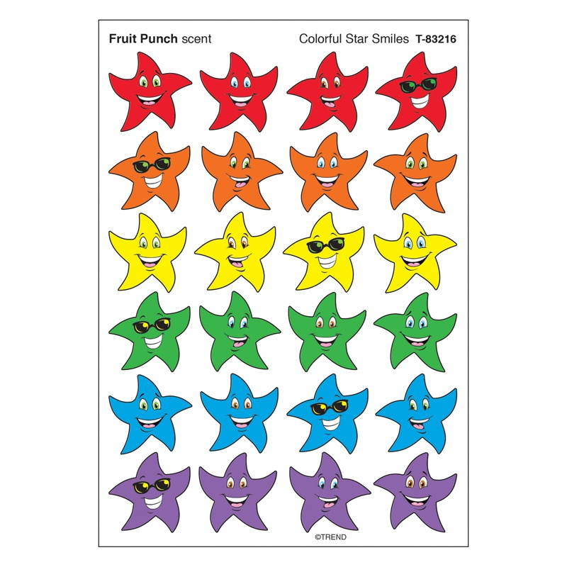 TREND ENTERPRISES INC. T-83216 STINKY STICKERS COLORFUL STAR SMILE