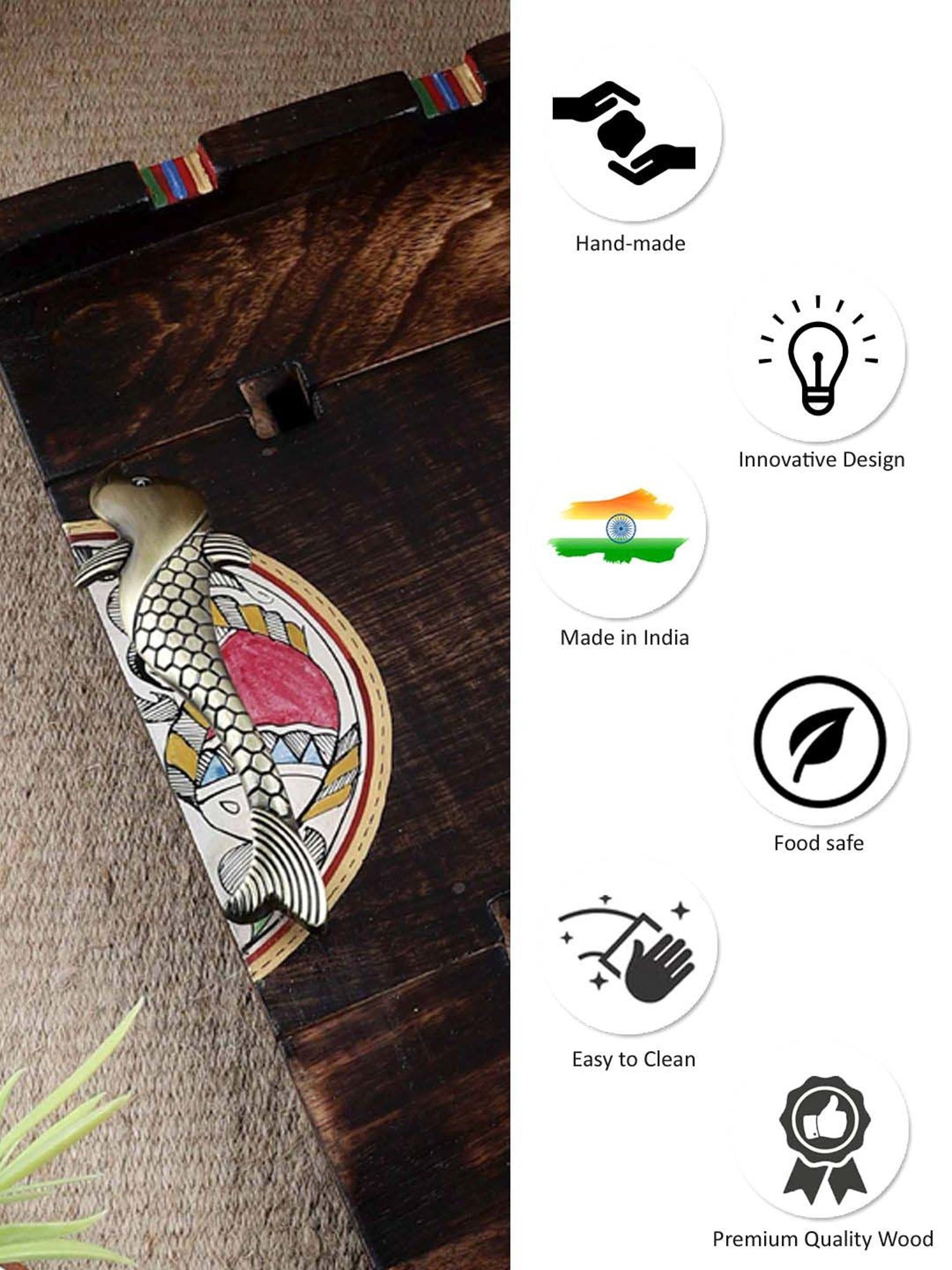 VarEesha Tribal Society Brown Mango Wood Rectangular Tray