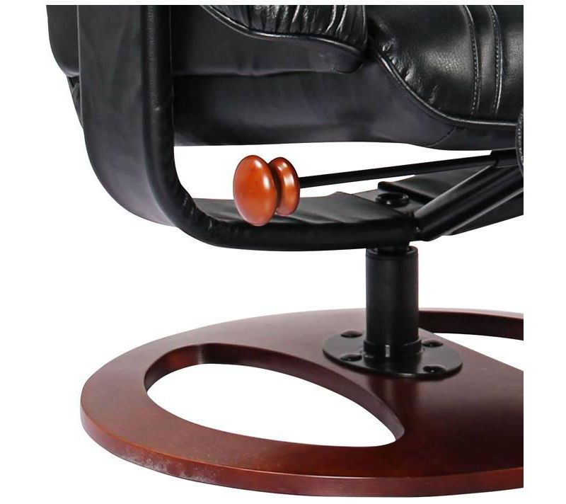 BenchMaster Newport Black Swivel Recliner and Slanted Ottoman