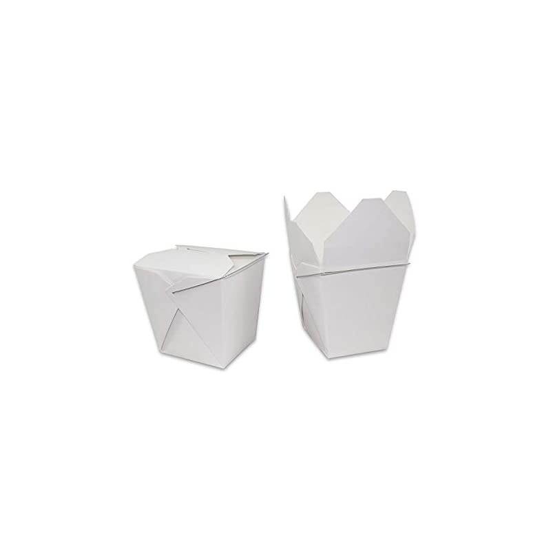 8oz Chinese Take Out Food Boxes with Metal Wire Handle White (25)