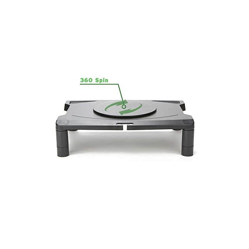 MONSWIVBLK Rotative Wide Adjustable Risers Extra Storage Stand Desk Organizer Spinning Monitor Black 4 Leg Rotate