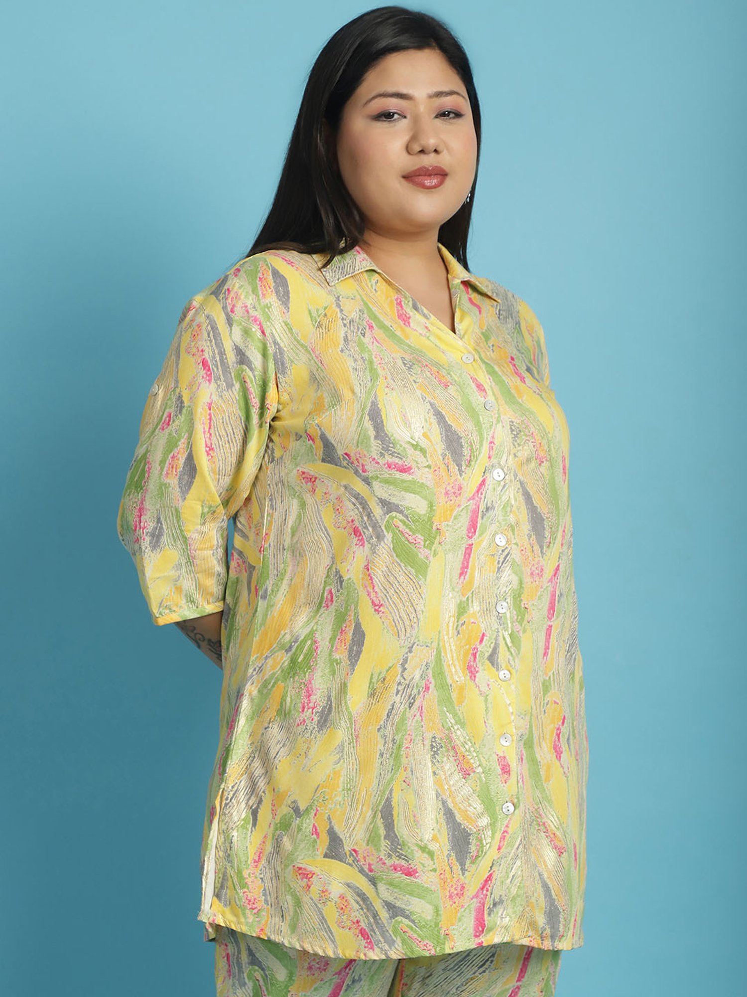 theRebelinme Yellow Floral Print Shirt