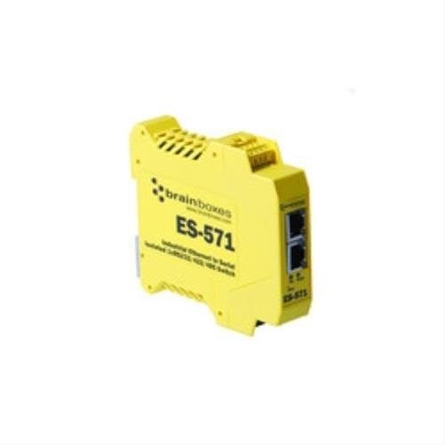 Brainboxes ES-571 Brainboxes Es-571 Industrial Isolated Ethernet to Serial + Switch - 1 x Network (RJ-45) - 1 x Serial Port - Fast Ethernet - Rail-mountable