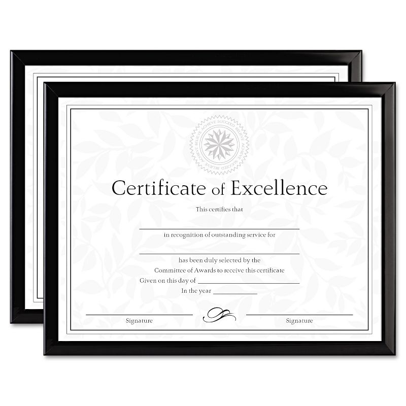 Dax Value U-Channel Document Frames w/Certificates 8 1/2 x 11 Black 2/Pack N17000NTP