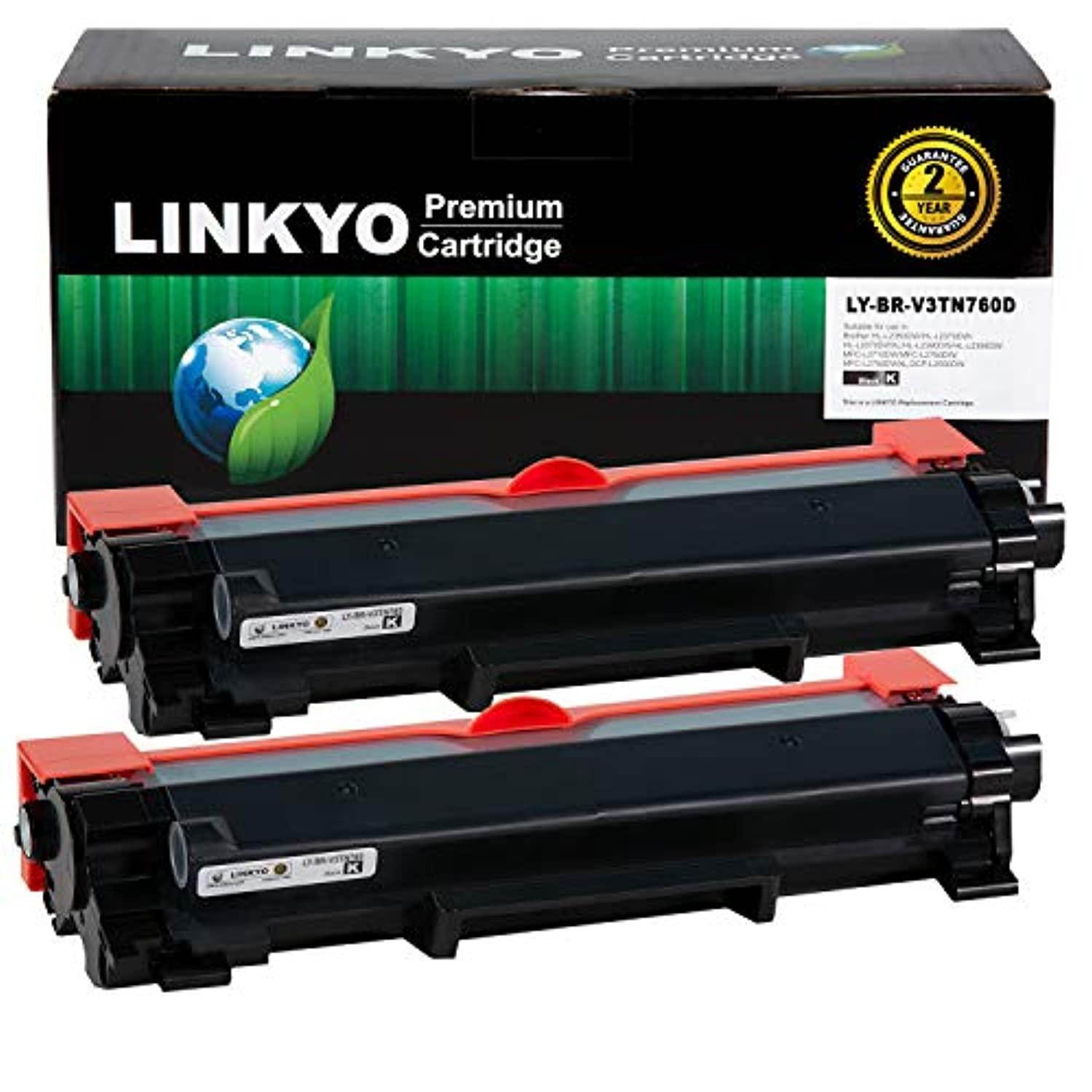 linkyo compatible toner cartridge replacement for brother tn760 tn730 (2-pack, high yield, design v3)