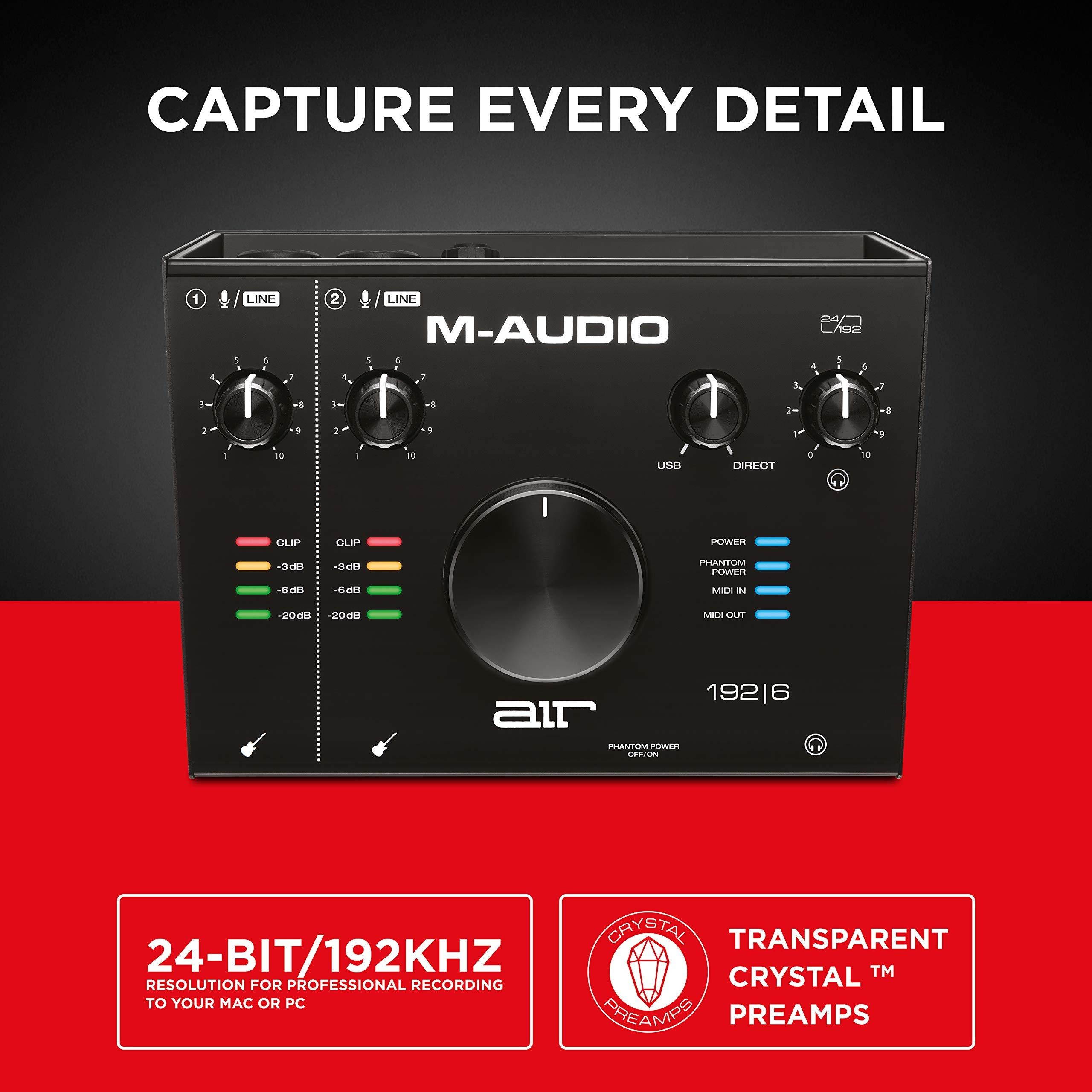 M-Audio AIR 192|6 - 2-In 2-Out USB Audio / MIDI Interface with Recording Software from Pro-Tools & Ableton Live, Plus Studio-Grade FX & Instruments