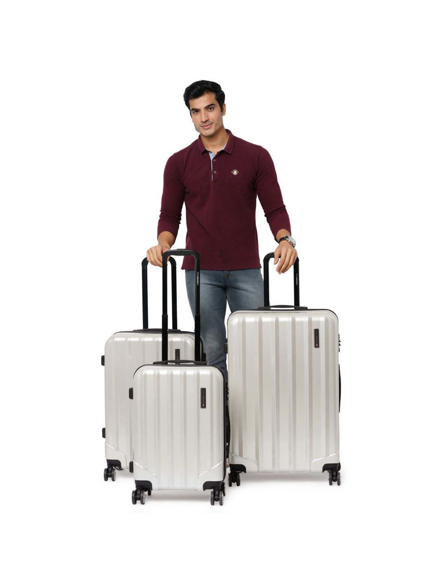 Swiss Brand Baden Silver 8 Wheel Small Hard Cabin Trolley - 34 Inch