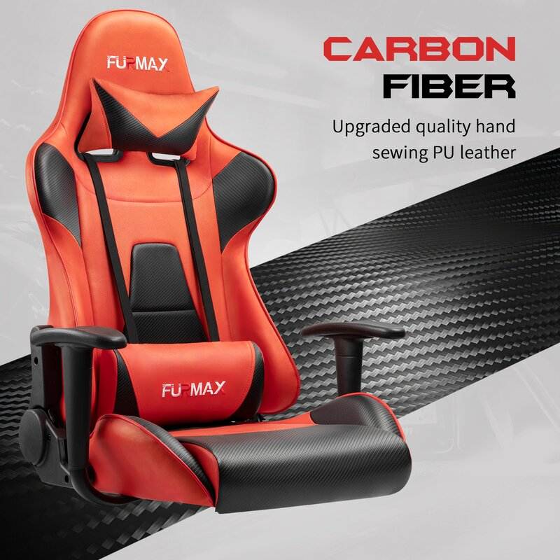 Furmax Gaming Office Chair Ergonomic High-Back Racing Style Adjustable Height Executive Computer Chair, PU Leather Swivel Desk Chair (Black/Grey)