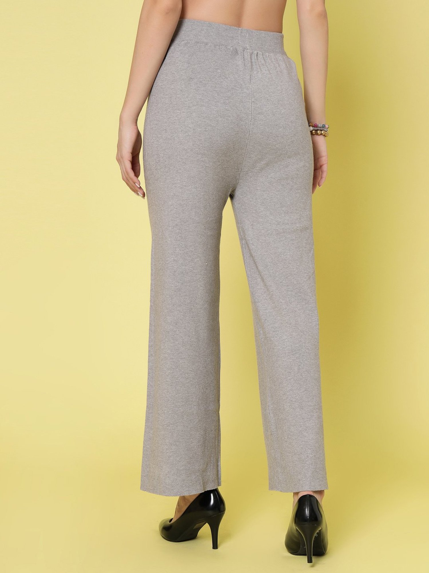 Mafadeny Light Grey Regular Fit Mid Rise Palazzos