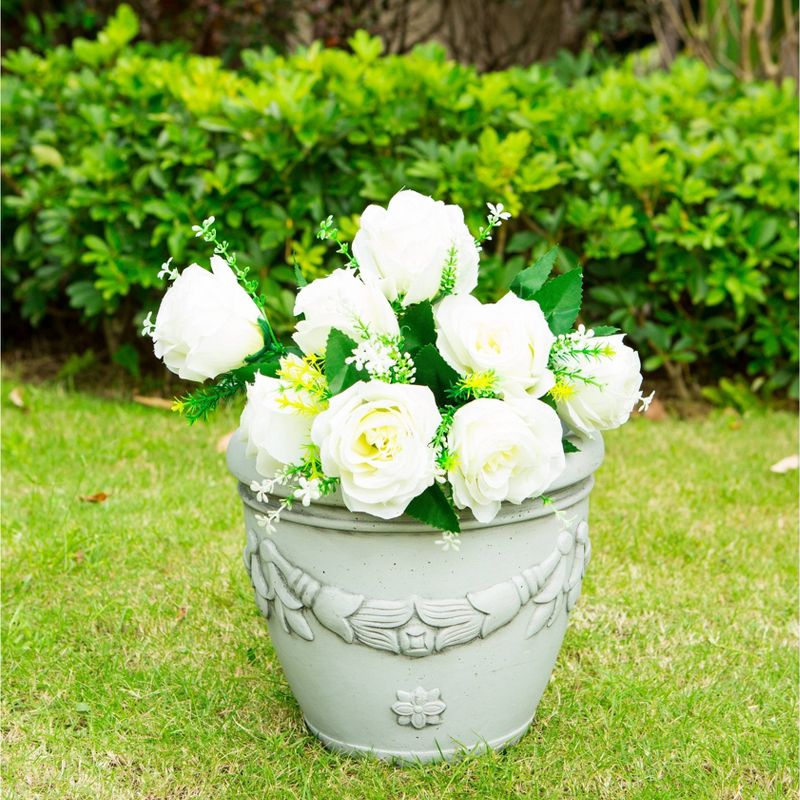 9" Kante Lightweight Classic Chelsea Cylindrical Lead Urn Planter Light Gray - Rosemead Home & Garden, Inc.