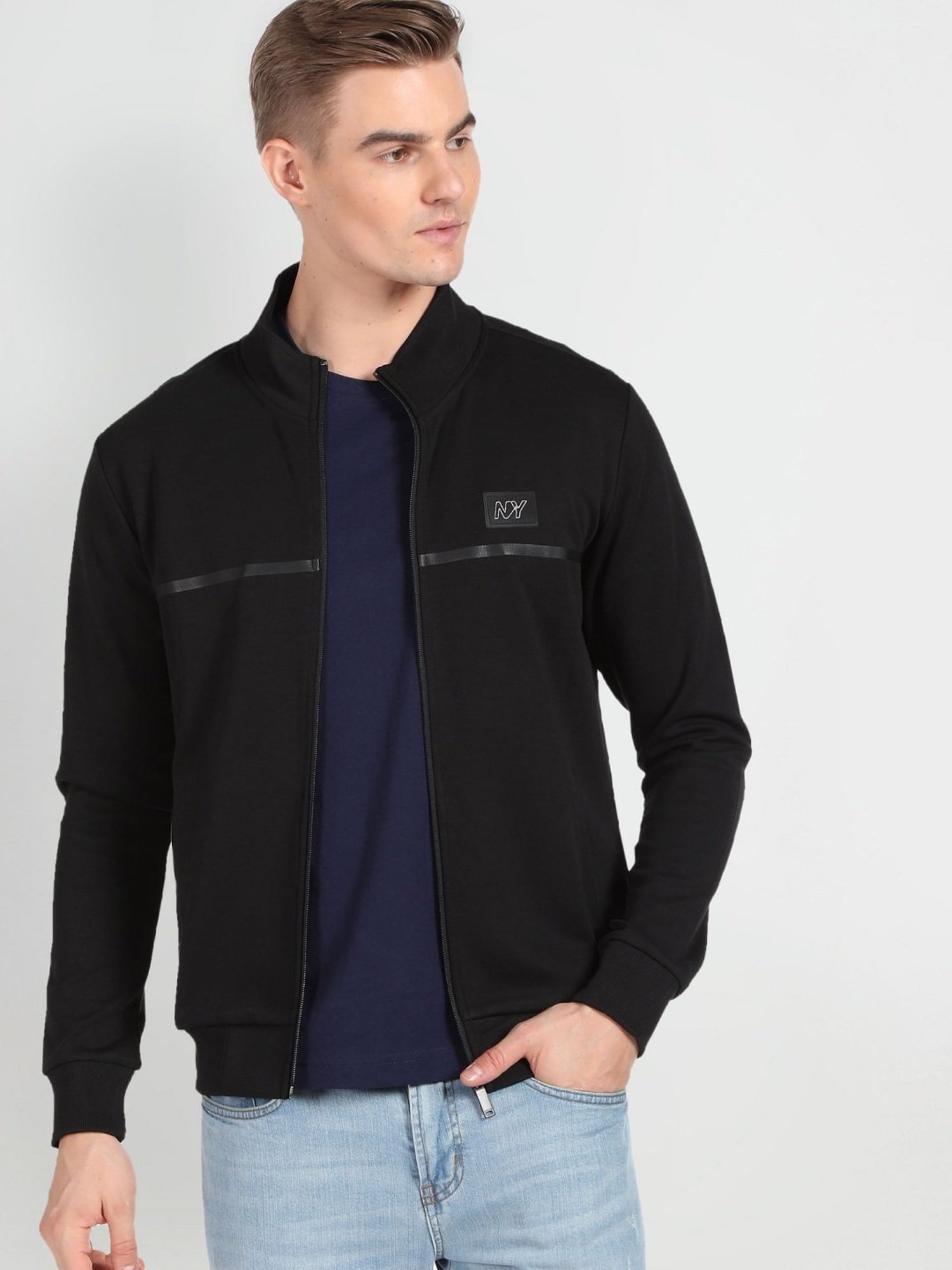 Arrow Newyork Black Cotton Regular Fit Sweatshirt