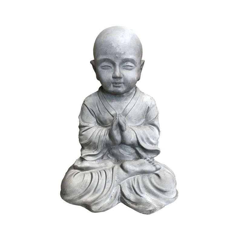 16.5" Concrete Lightweight Kante Outdoor Sitting Praying Monk Sculpture Rusted Soil Gray - Rosemead Home & Garden, Inc.