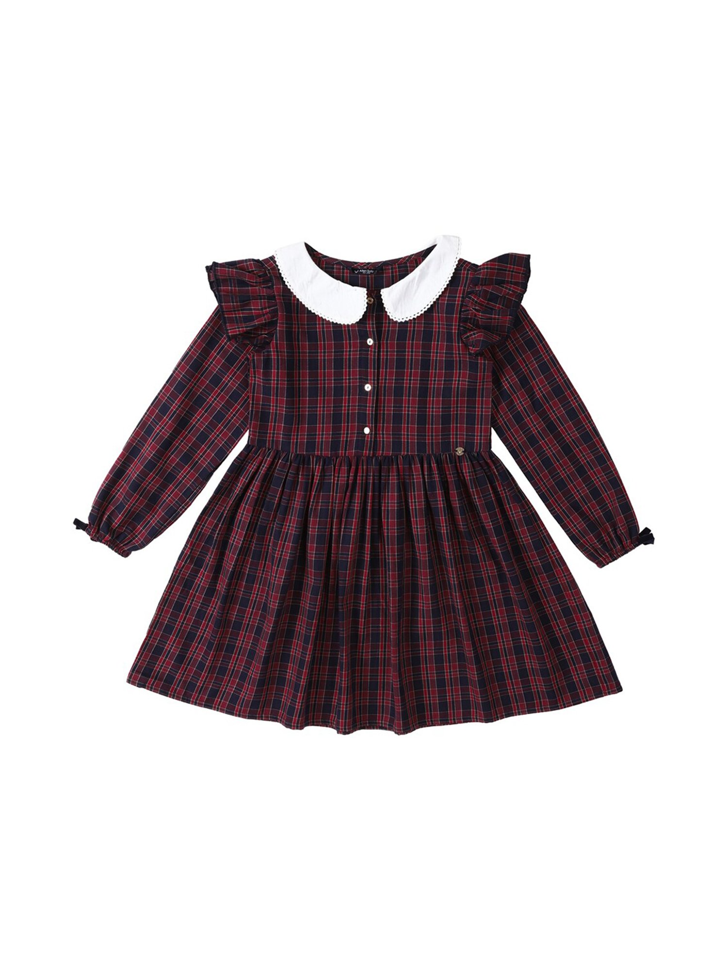 Allen Solly Junior Maroon Checks Full Sleeves Dress