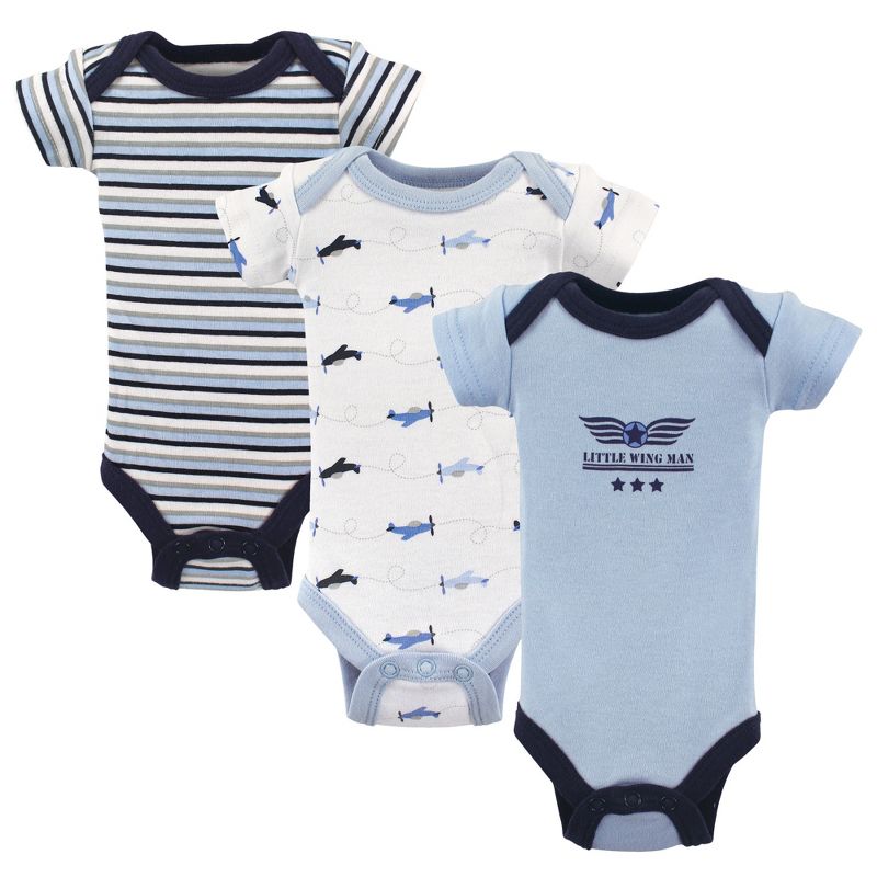 little planet by carter's Baby Boys' 3pk Bodysuits - Blue/White/Gray Preemie