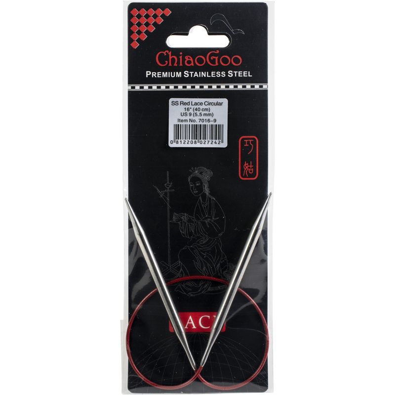 ChiaoGoo Red Lace Stainless Circular Knitting Needles 16"  -Size 9/5.5mm