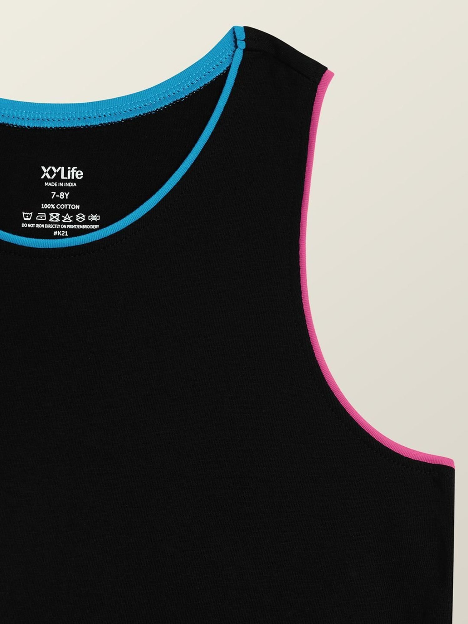 XY Life Kids Black Relaxed Fit Tank Top