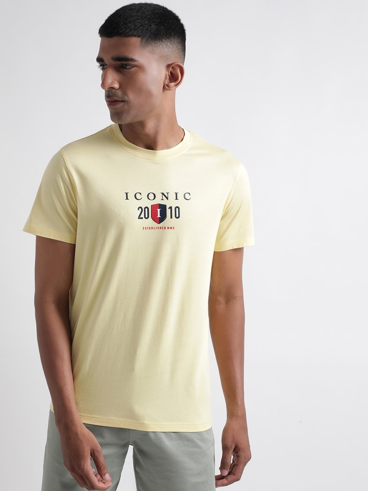 Iconic Men Typography Regular Fit Cotton T-shirt