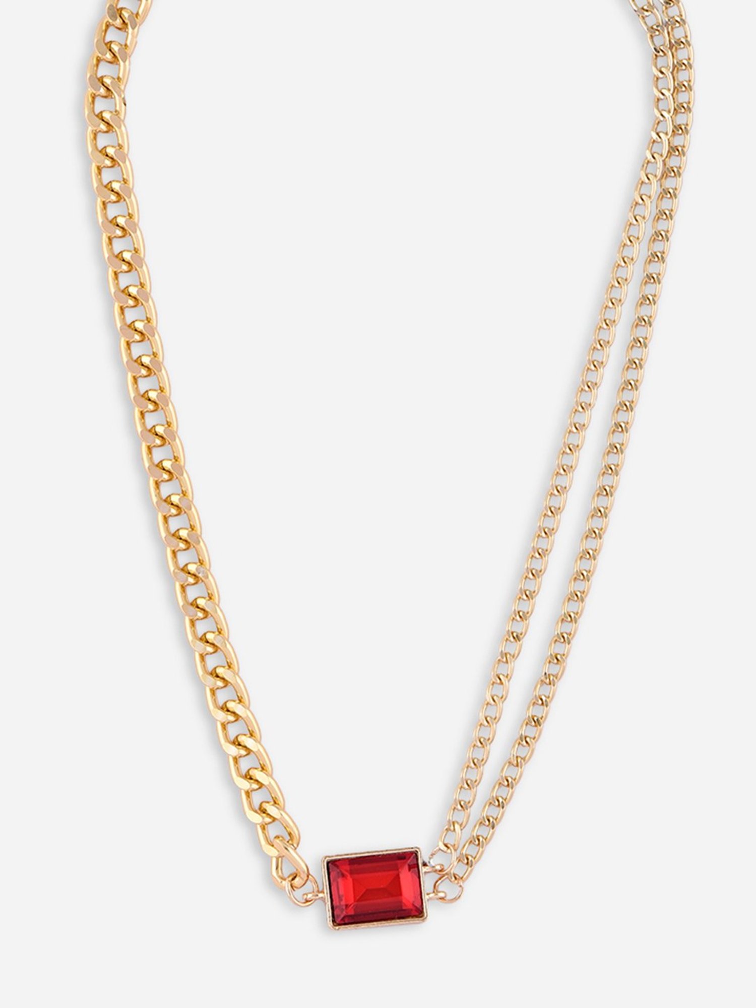 Toniq Red Gold-Plated Shape Colour Stone Party Wear Choker Necklace for Women