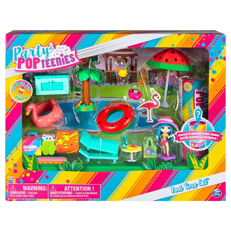 Party Popteenies Summer Pop Party Pool Time Set with Exclusive Collectible Dolls Party Accessories and Confetti