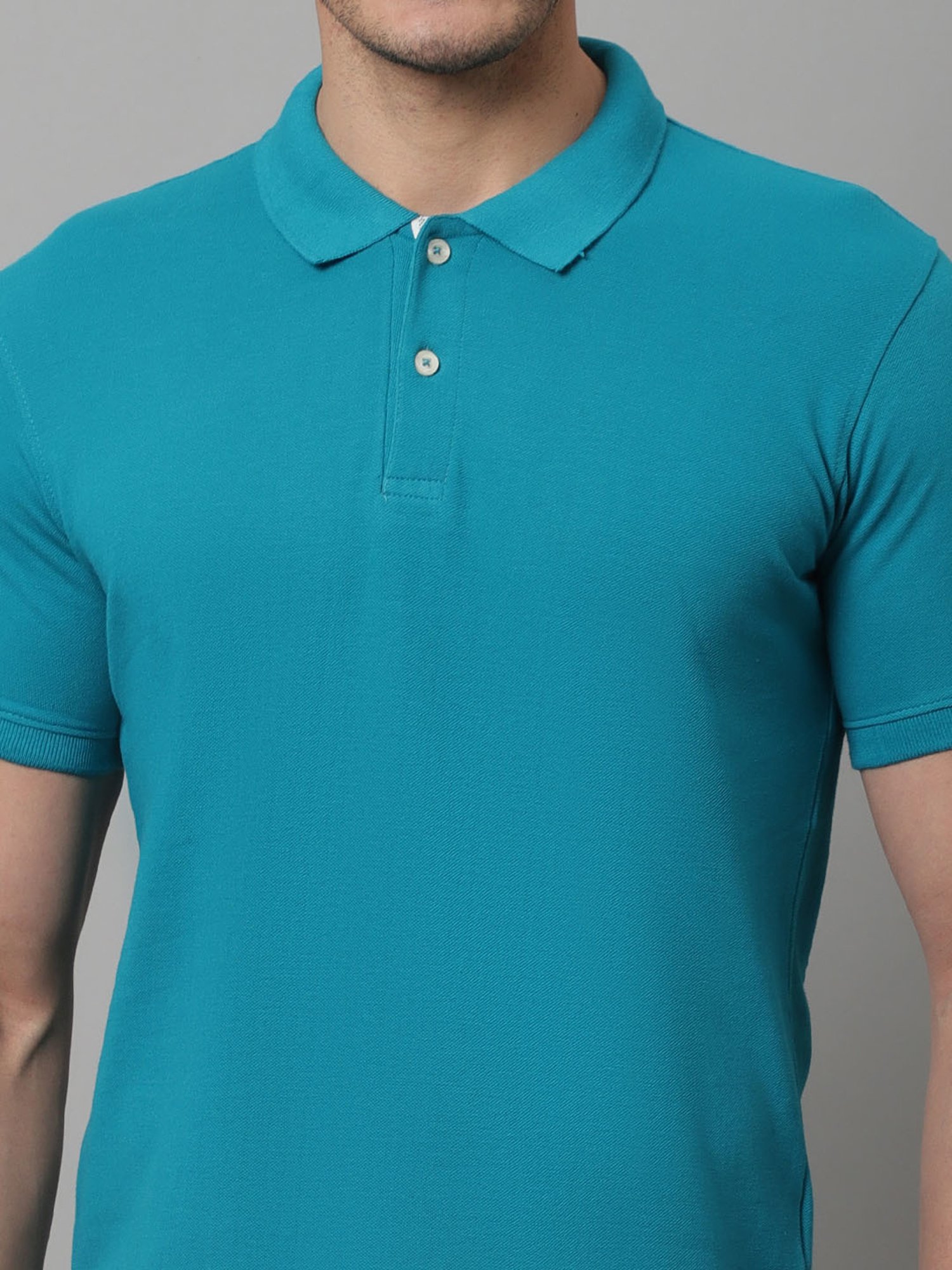 Cantabil Turquoise Regular Fit Polo T-Shirt