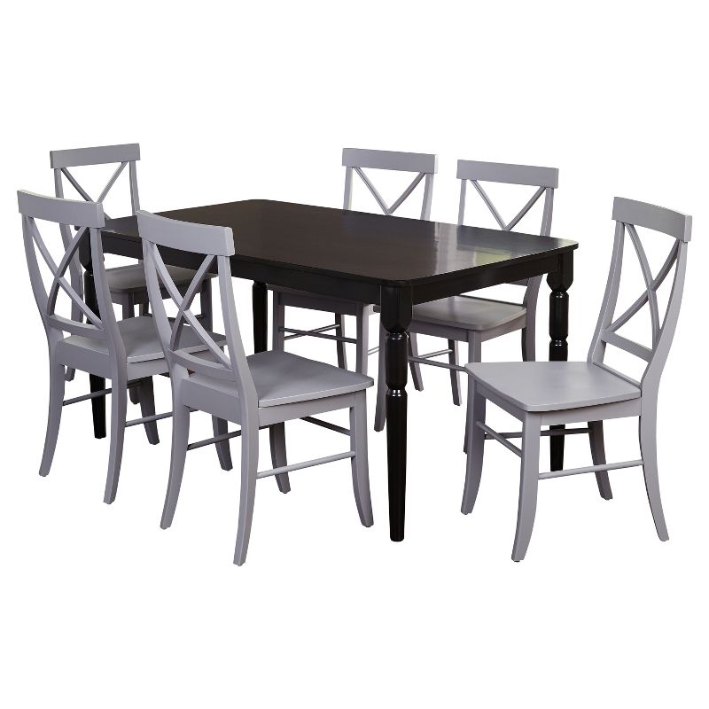 7pc Albury Cross Back Dining Set Dark Gray - Buylateral