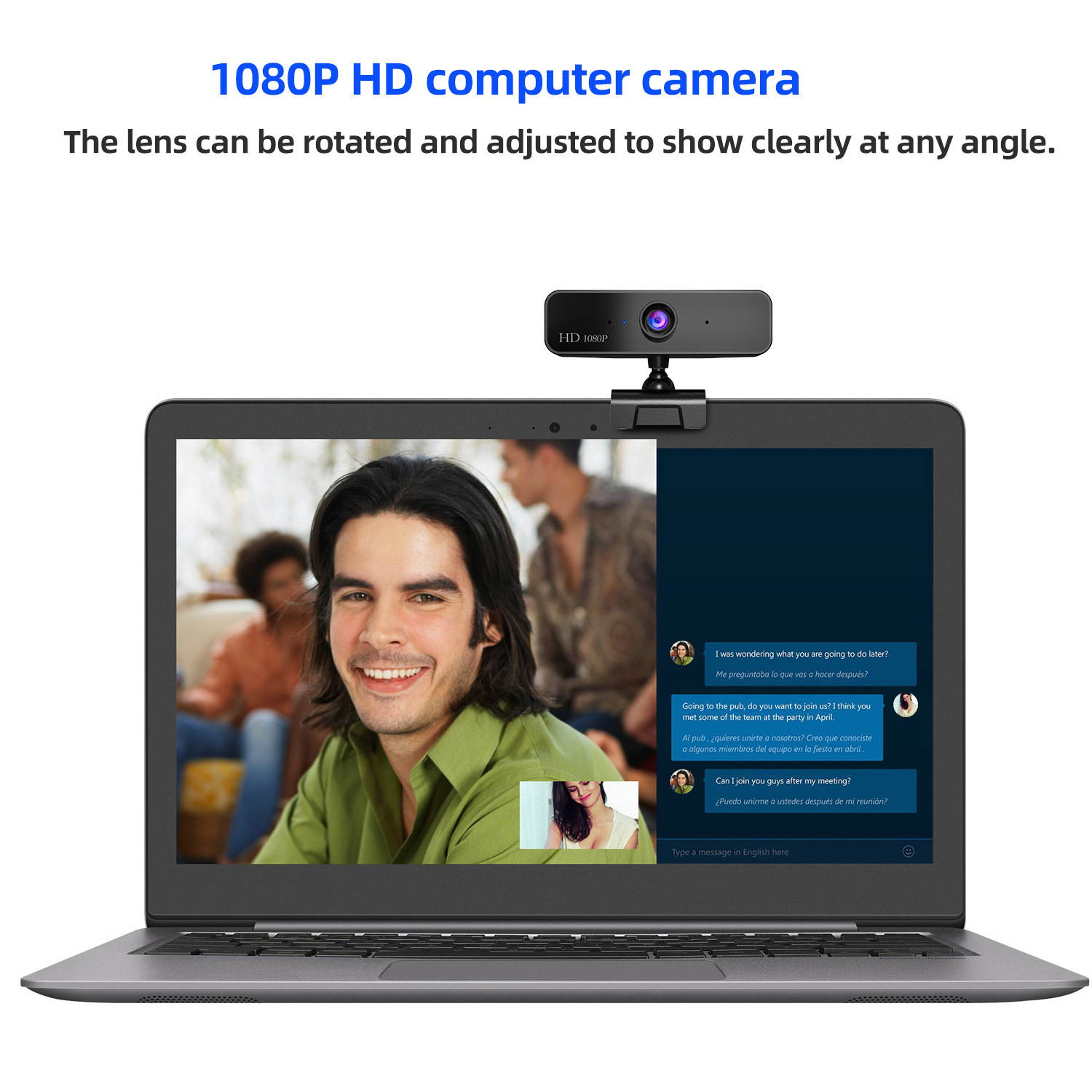 HXSJ S2 Manuallyfocus Webcam 1080P Full HD With Microphone,Computer Web Camera Video Cam For Streaming Gaming Conferencing Mac Windows PC Laptop Desktop Skype YouTube