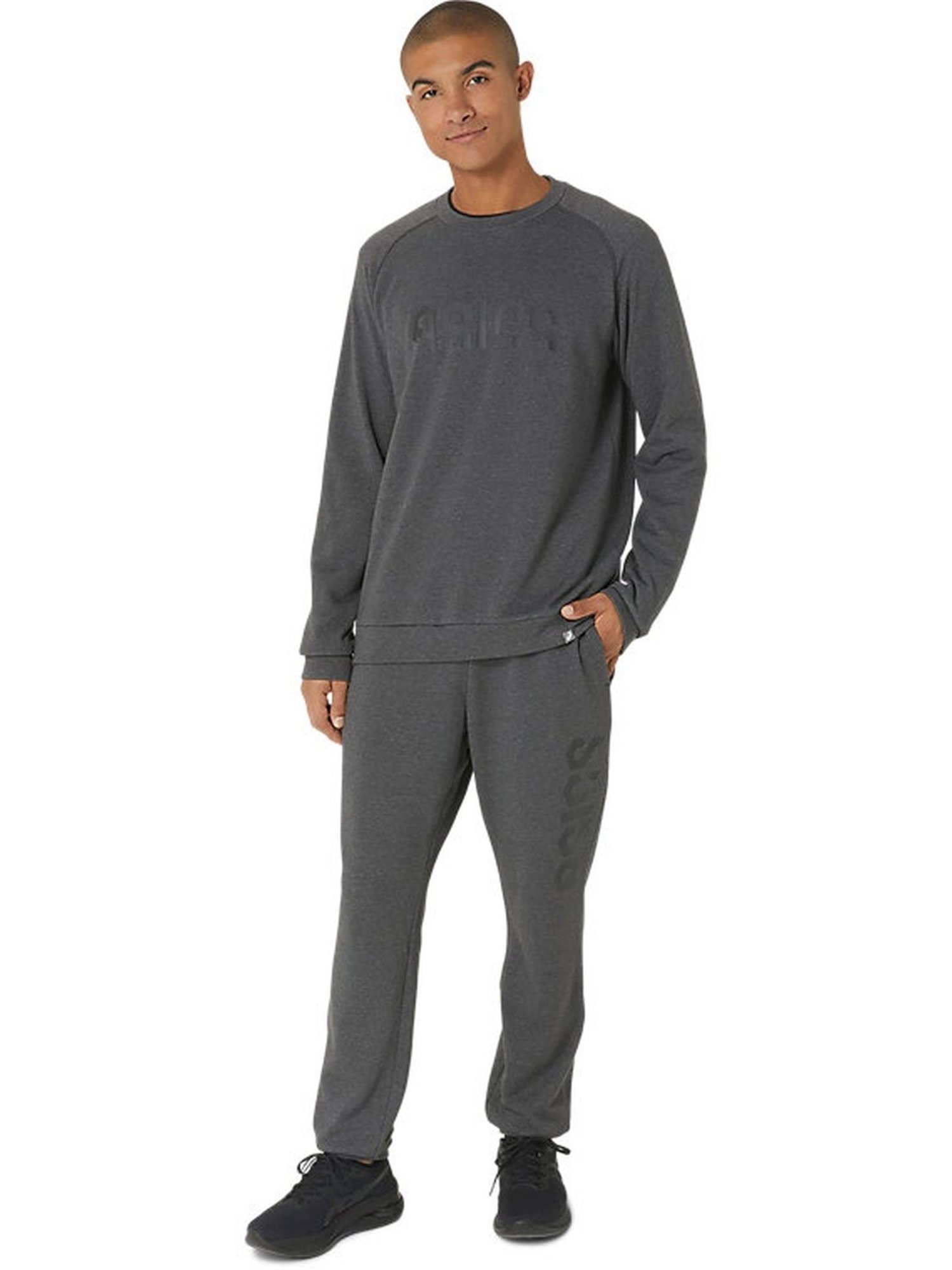 Asics Graphite Grey Heather Regular Fit Printed Sweatshirt