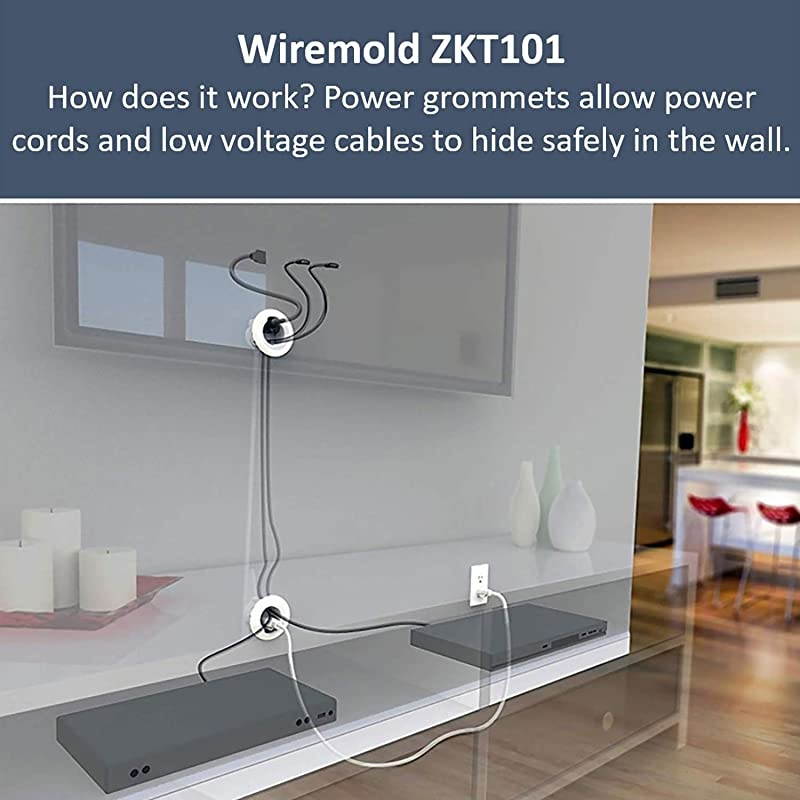Wiremold Cord Management Kit Flat Screen TV Wire and Cable Hider Organizer Recessed In Wall System White ZKT101