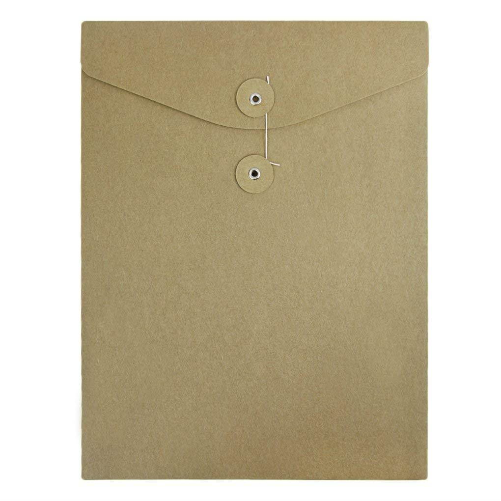 10 Pcs A4 Size Kraft Paper Project Envelope File Folder Bags Document Bills Storage Organizer Bag Case with Expandable Gusset Portfolio Organizer Sleeve Pocket With String Fastener, Office Supplies
