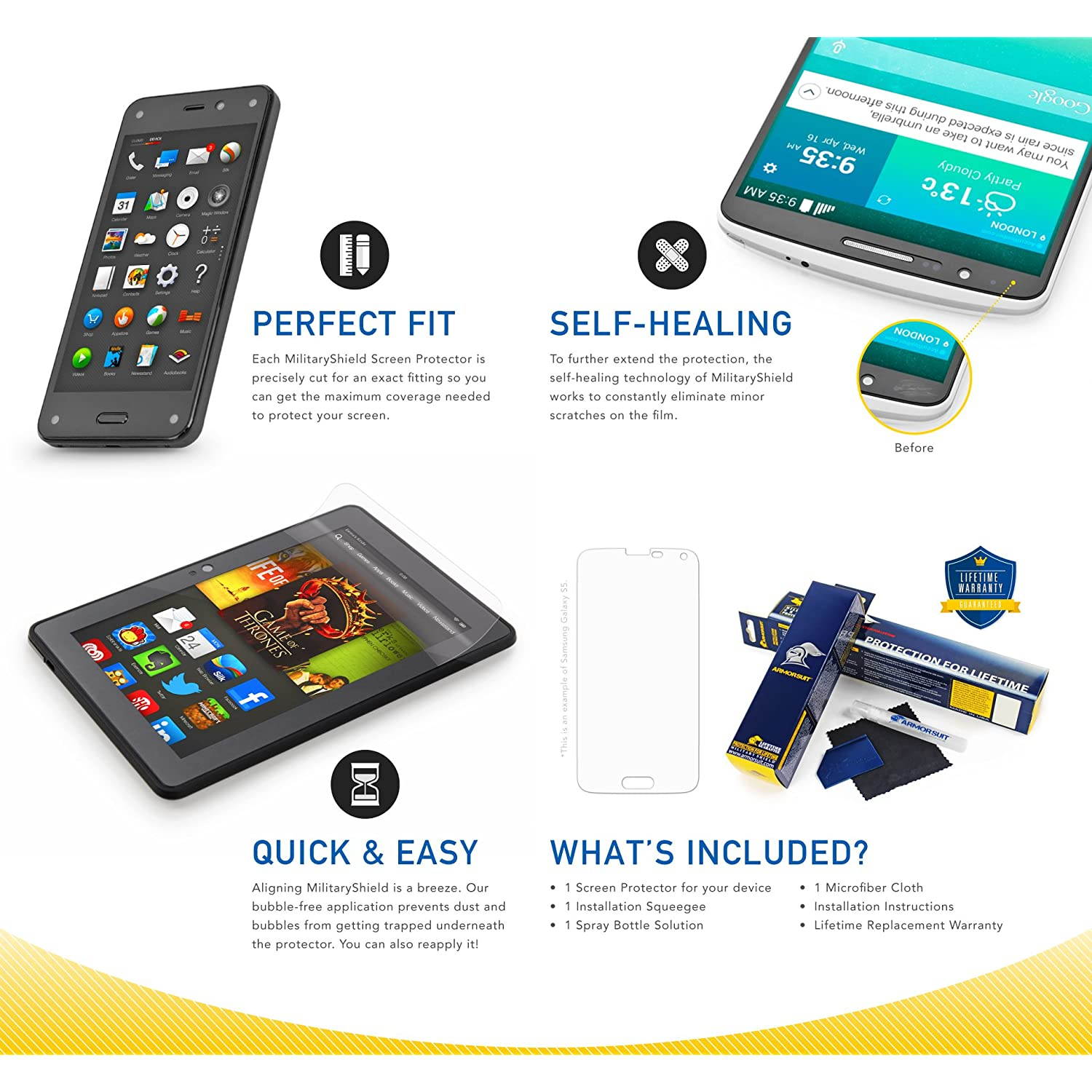 ArmorSuit MilitaryShield Screen Protector for nabi Dream Tab HD8/Dream Tab 8" - [Max Coverage] Anti-Bubble HD Clear Film