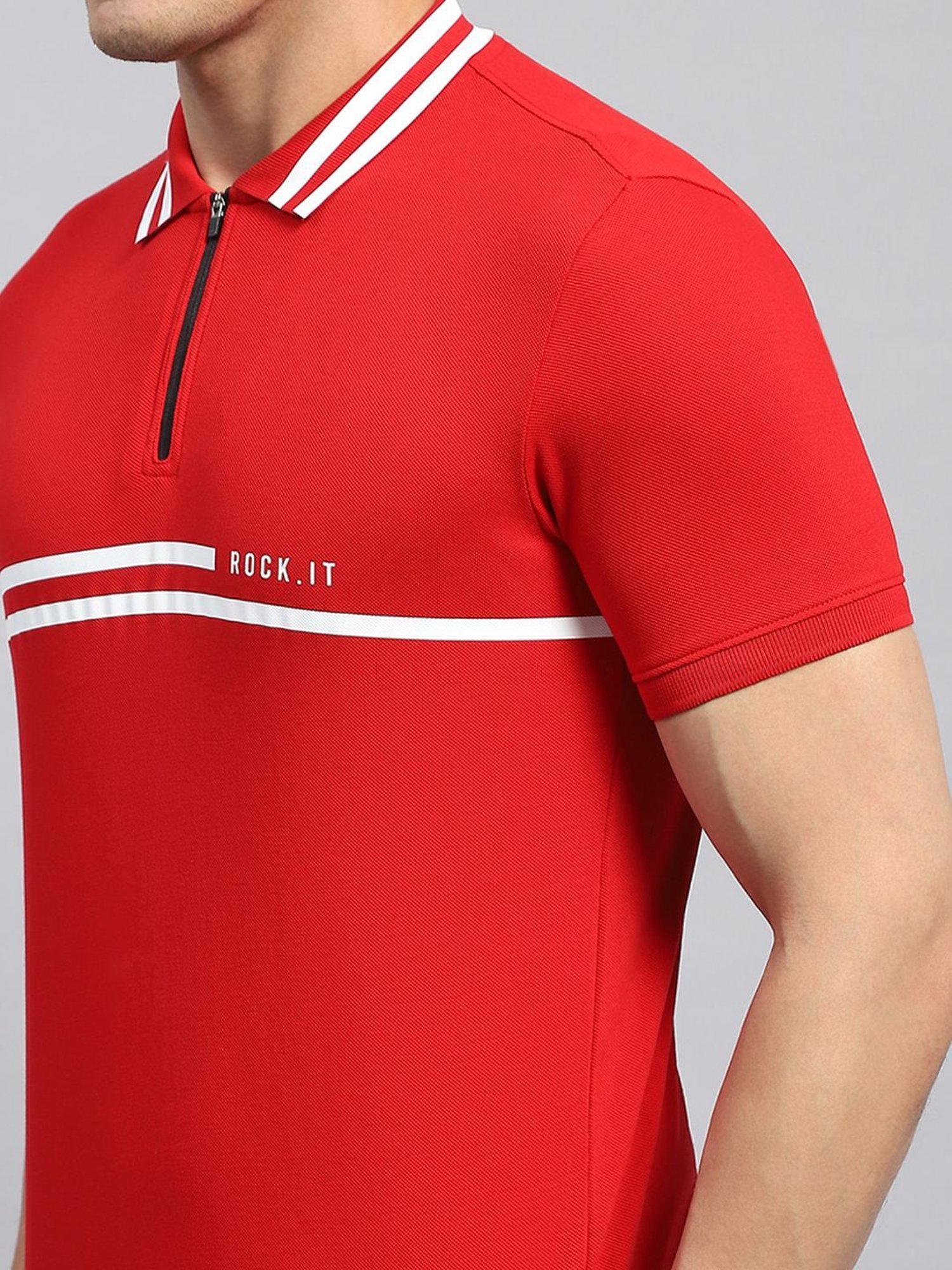 Rock.it Red Cotton Regular Fit Printed Polo T-Shirt
